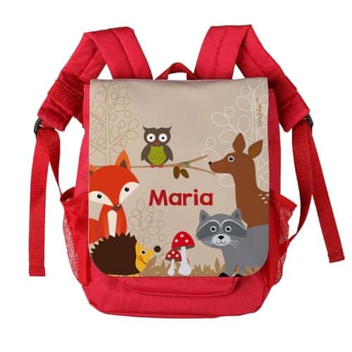 personalisierter Kindergartenrucksack mir Waldtieren